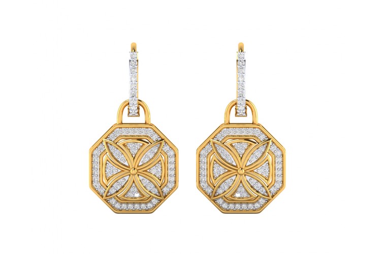 Vania Diamond Dangle Earrings in gold with removable hoops